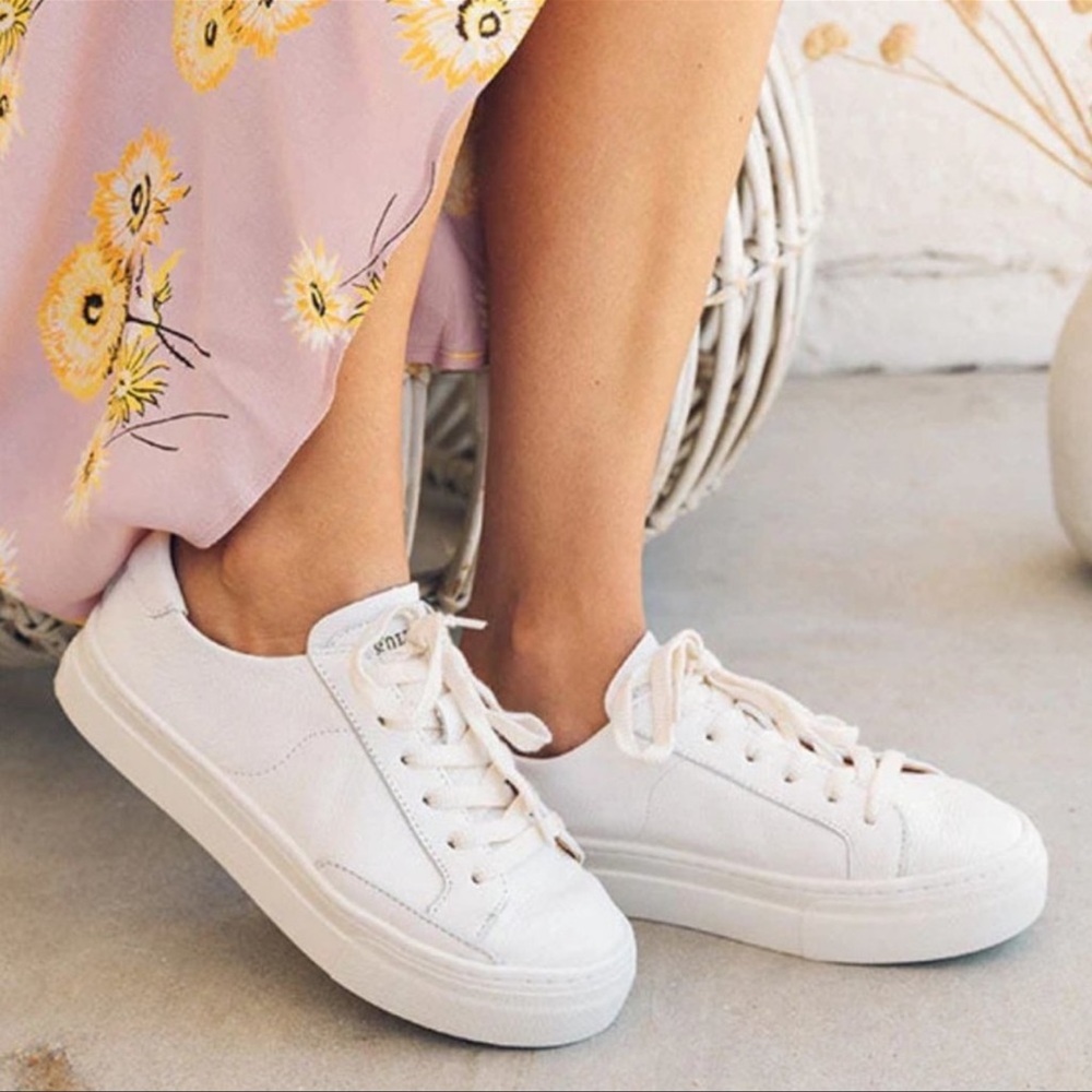 Soludos Ibiza Leather Platform Sneaker White 6.5
